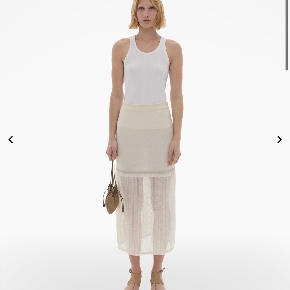Helmet lang Cream Sheer Skirt